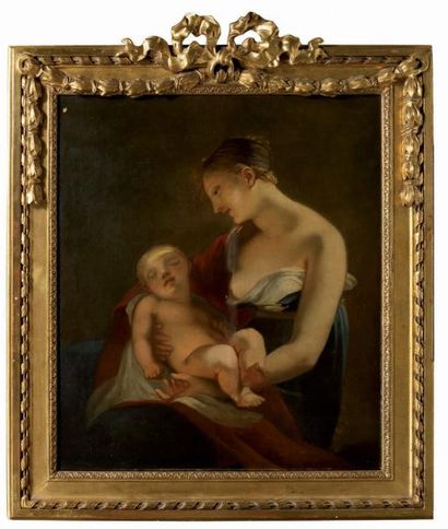 Ecole française du XIXème, d'après Pierre Paul PRUDHON Jeune mère et son enfant Toile...