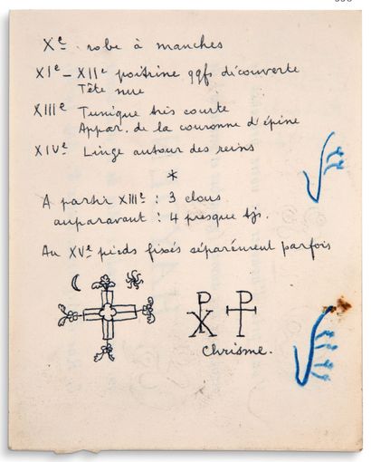 BRETON André (1896-1966) Esquisses et annotations d'André Breton au stylo à bille...