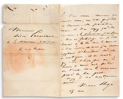 HUGO Victor (1802-1885) Lettre autographe signée, 25 mai [1848], à Désiré LAVERDANT,...