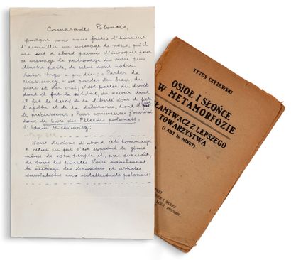 BRETON André (1896-1966) Camarades polonais, manuscrit autographe. 1 page in-8 à...