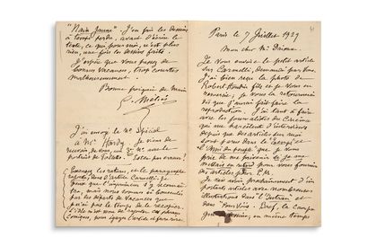 MÉLIÈS Georges (1861-1938) Lettre autographe signée de Georges Méliès, Paris, 7 juillet...