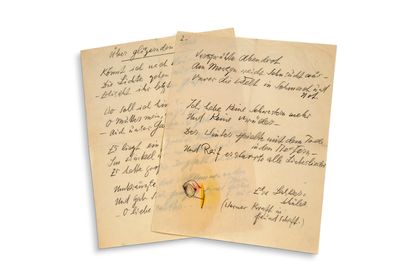 LASKER-SCHÜLER ELSE (1869-1945) Uber glitzernden Kies, poème autographe signé et...