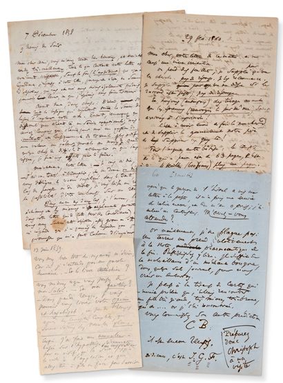 BAUDELAIRE Charles (1821-1867) Suite de 4 lettres autographes signées à POULET-MALASSIS....