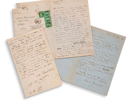 BAUDELAIRE Charles (1821-1867) Set of 3 autograph letters signed by Charles Baudelaire....