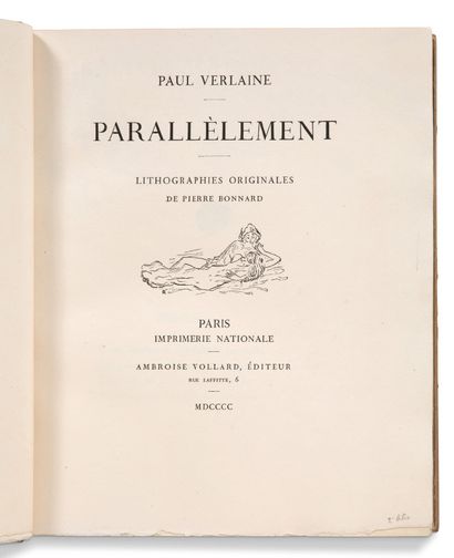 VERLAINE PAUL (1844-1896) Parallèlement. Lithographies originales de PIERRE BONNARD.
Paris,...