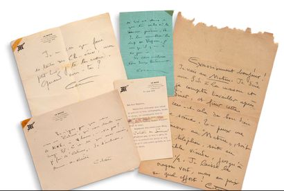 COLETTE SIDONIE GABRIELLE (1873-1954) Quatre lettres autographes signées à Léopold...