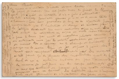 CELINE LOUIS-FERDINAND (1894-1961) Rarissime lettre autographe signée à ses parents,...