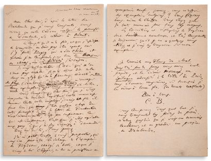 BAUDELAIRE Charles (1821-1867) Autograph letter signed to Auguste POULET-MALASSIS,...