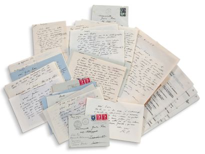 CHAR RENÉ (1907-1988) Trente-cinq lettres ou cartes autographes signées adressées...