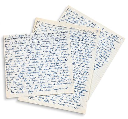 SARTRE Jean-Paul (1905-1980) Manuscrit autographe à l'encre bleue, (1970), 2 pages...