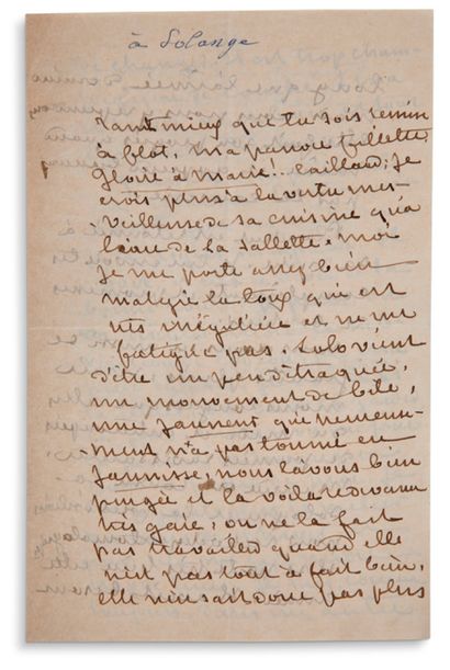 SAND George (1804-1876) Lettre autographe signée à sa fi lle Solange CLESINGE -SAND,...