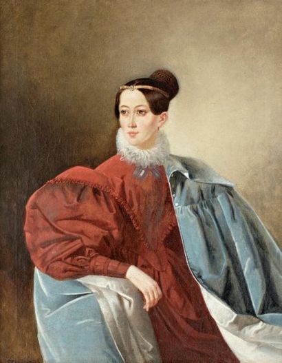 Ecole russe XIXe Portrait de la princesse KROPOTKINA, vers 1830 Huile sur toile....