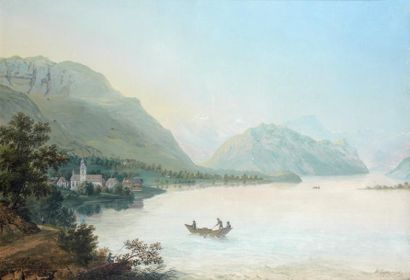 Nikanor Greigor'evich CHERNETSOV (1804-1879) Lac de montagne, 1829 Aquarelle, signée...