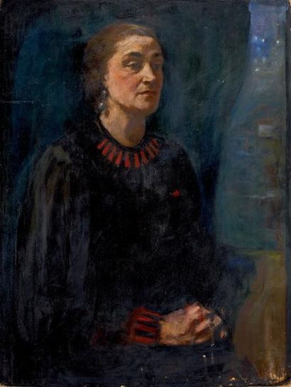 Nikolay MILIOTI (1874-1962) Portrait de femme Huile sur carton 83 x 63 cm - 325/8...