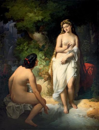 Nandor RAKOSI (1832-1884) Vénus au bain, 1864 Huile sur toile, signée, datée et située...