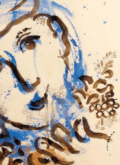 Marc CHAGALL (1887-1985) Le paysan, 1964 Lavis et aquarelle sur papier, signé en...