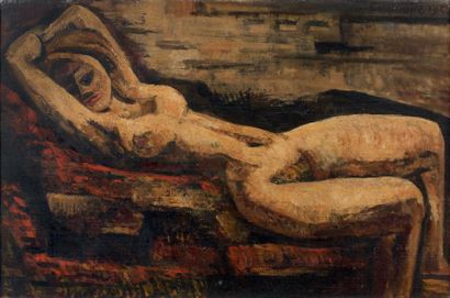 Marcel GROMAIRE (1892-1971) Nu couché, 1923 Huile sur toile, signée et datée en haut...
