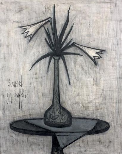 Bernard BUFFET (1928-1999) Les lys blancs, 1955 Huile sur toile, signée et datée...