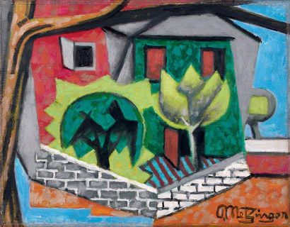 Jean METZINGER (1883-1956) La maison Huile sur toile, signée en bas à droite 28 x...