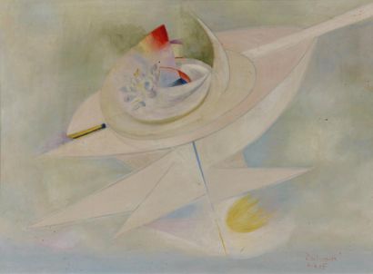 Oscar DOMINGUEZ (1906-1957) Composition, 1955 Huile sur toile, signée et datée en...