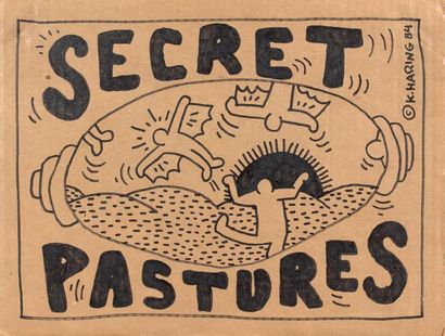 Keith HARING (1958-1990) Secret Pastures Feutre sur carton, signé en haut à droite...