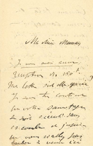 TOULOUSE-LAUTREC HENRI DE (1864-1901). L.A.S. "H", [Paris October 1891], to HER MOTHER,...
