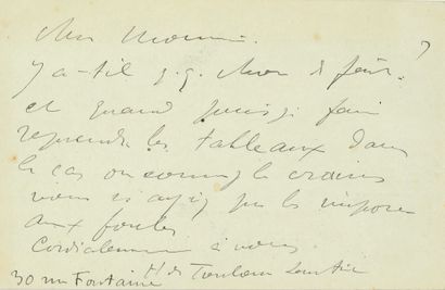 TOULOUSE-LAUTREC HENRI DE (1864-1901). L.A.S. «H. de Toulouse Lautrec», [Paris 16...