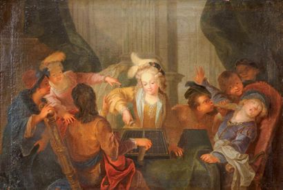 Ecole française du XVIIIème, entourage de Joseph CHRISTOPHE Jeu de tric trac Toile...