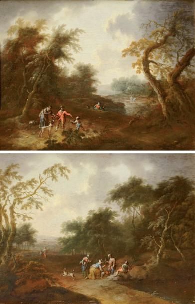 Maximilien Joseph SCHINAGL (1697-1762) Départ pour la chasse, La halte des chasseurs...
