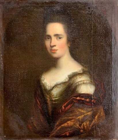 Ecole française vers 1680 Portrait de femme Toile d'origine 76 x 63 cm Restaurations...