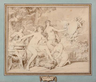 Jean-Michel MOREAU le Jeune (1741-1814) La toilette de Venus Crayon, plume et lavis...