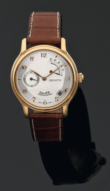ZENITH ÉLITE H.W. 
Superbe montre bracelet en or rose, boîtier rond, cadran argent...