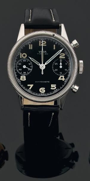 VIXA "TYPE 20", vers 1960 Rare chronographe bracelet de pilote de l'armée Française...