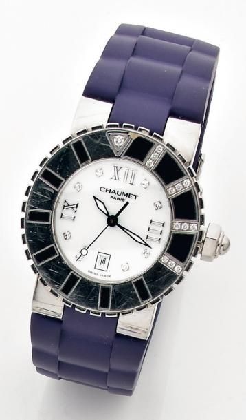 CHAUMET "Class one" vers 2000 Belle montre bracelet de plongée en acier. Boîtier...