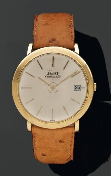 PIAGET pour Hermès Montre bracelet en or jaune, cadran argent, index et aiguilles...
