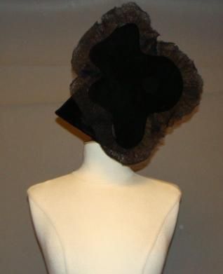 null Original chapeau en velours de soie noir et dentelle