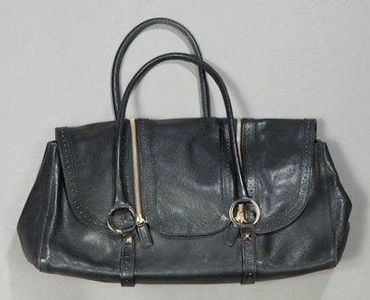 SONIA RYKIEL Original sac zippé en cuir souple noir