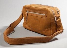 LONGCHAMPS Petit sac bandoulière en daim marron clair L 28 cm Etat neuf