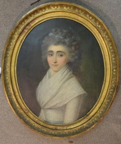 Ecole française de la fin du XVIIIème Portrait présumé de Madame de Marenches au...