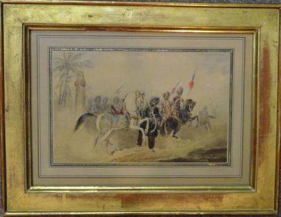 Attribué à Noël Dieudonné FINART (1797-1852) Cavaliers ottomans Aquarelle, portant...