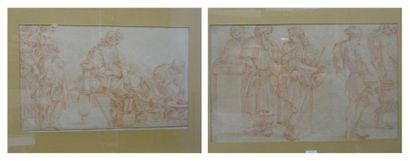 Ecole du Nord du XVIIIe siècle Paire de frise à sujet antique Sanguine; 22,5 x 35,8...