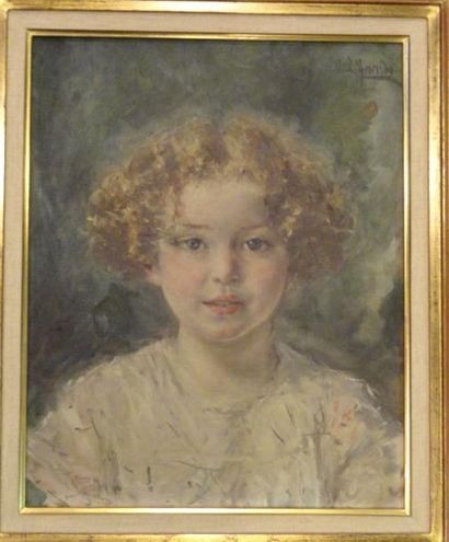 Eduardo Léon GARRIDO (1856 - 1949) Portrait de fillette Huile sur toile, signée en...
