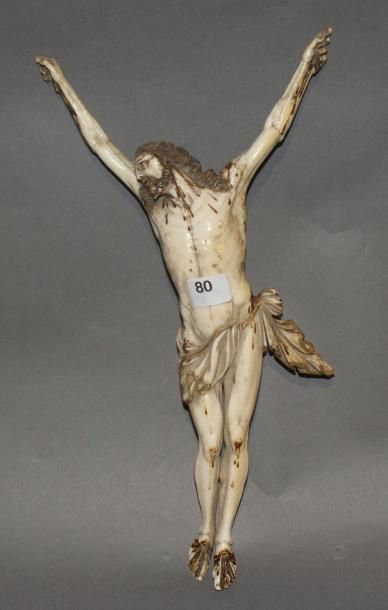 null Christ en ivoire (Manque un doigt) Epoque XIXeme siècle. H.: 30 cm