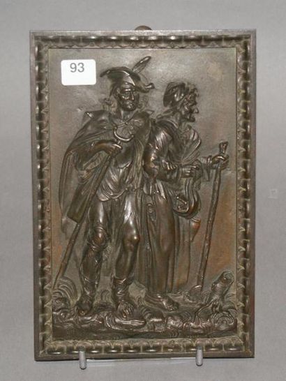 null Plaque en bronze représentant un couple de mendiants d'aprés Callot. Epoque...