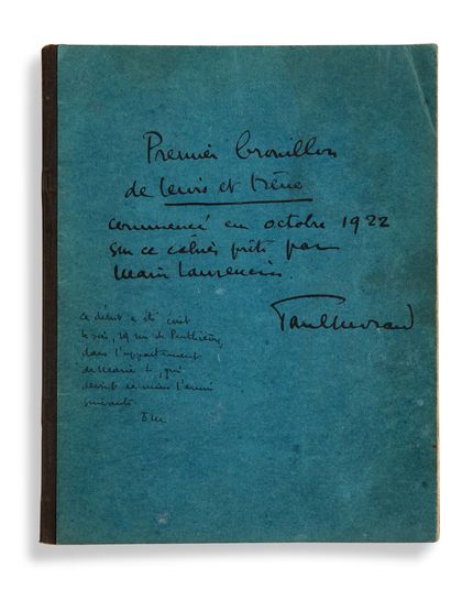 MORAND Paul (1888-1976). 
MANUSCRIT autographe signé « Paul Morand », Lewis et Irène,...