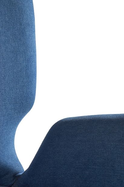 CARLO HAUNER ET MARTIN EISLER A large - backrest armchair covered with “blue jean”...