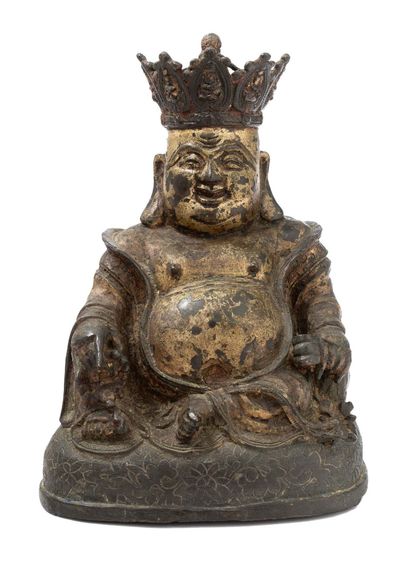 CHINE FIN DE LA PÉRIODE MING (1368 - 1644), XVIIe SIÈCLE 
Sujet en bronze avec traces...