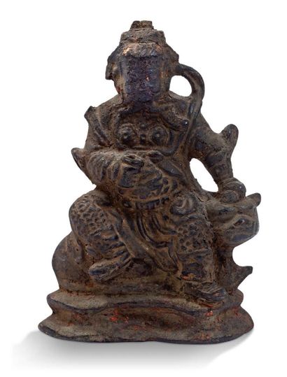 CHINE PÉRIODE MING (1368 - 1644), XVIe SIÈCLE 
Sujet en bronze avec traces de dorures...
