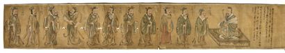 CHINE XXe siècle 
Peinture à l'encre et couleurs sur soie, représentant Confucius...