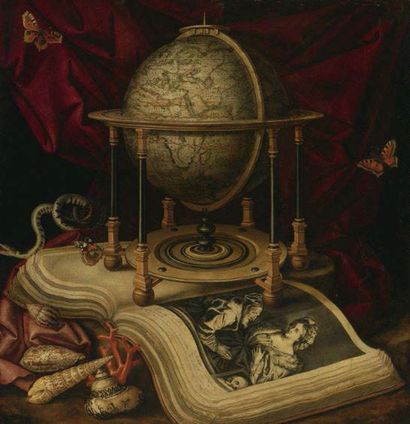 CHRISTIAAN LUYCKX ANVERS, 1623 - 1657 
Nature morte au globe céleste, aux livre ouvert,...